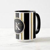 Monogramm für personalisierte schwarze und goldene tasse (VorderseiteRechts)
