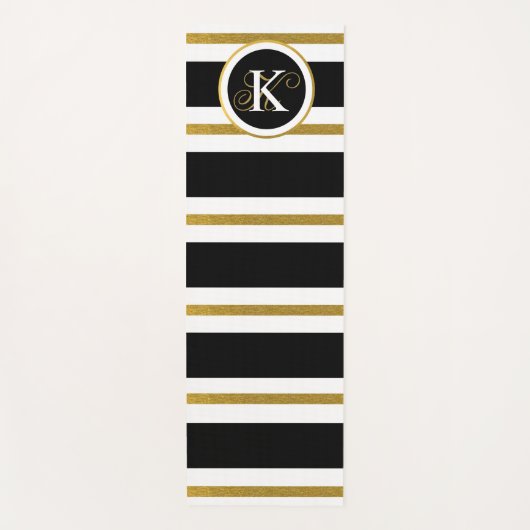 Monogramm für personalisierte schwarze und goldene yogamatte (Vorderseite)
