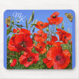 Monogramm für personalisiertes Mohnfeld und Schmet Mousepad