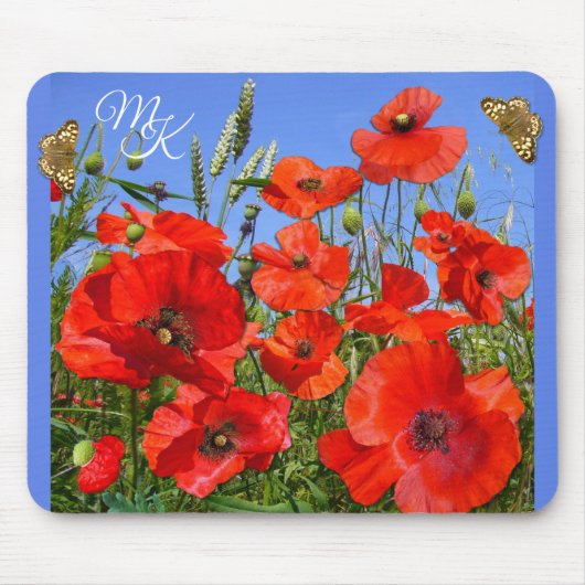 Monogramm für personalisiertes Mohnfeld und Schmet Mousepad (Vorne)