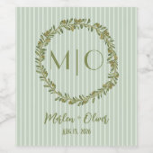 Monogramm für personalisiertes Olive Wreath Weinetikett (Einzelnes Label)