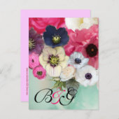 MONOGRAMM FÜR PINKROSEN UND ANEMONEN-BLUME Rett Ankündigungspostkarte (Vorne/Hinten)