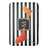 Monogramm für Poppy Chic Black Stripes Badematte (Vorderseite Vertikal)