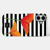 Monogramm für Poppy Chic Black Stripes Case-Mate iPhone Hülle (Rückseite (Horizontal))