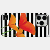 Monogramm für Poppy Chic Black Stripes Case-Mate iPhone Hülle (Rückseite (Horizontal))