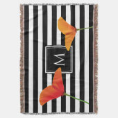 Monogramm für Poppy Chic Black Stripes Decke (Vorderseite Vertikal)