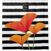 Monogramm für Poppy Chic Black Stripes Duschvorhang (Vorderseite)