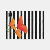 Monogramm für Poppy Chic Black Stripes Fleecedecke (Vorderseite (Horizontal))