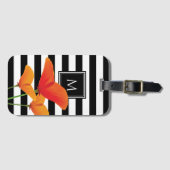 Monogramm für Poppy Chic Black Stripes Gepäckanhänger (Vorderseite (Horizontal))