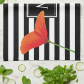 Monogramm für Poppy Chic Black Stripes Geschirrtuch (Gefaltet)