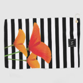 Monogramm für Poppy Chic Black Stripes Golfhandtuch (Horizontal)