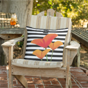 Monogramm für Poppy Chic Black Stripes Kissen