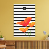 Monogramm für Poppy Chic Black Stripes Leinwanddruck (Insitu (Wohnzimmer))