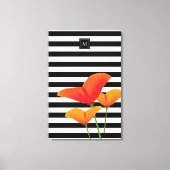 Monogramm für Poppy Chic Black Stripes Leinwanddruck (Vorderseite)