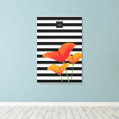 Monogramm für Poppy Chic Black Stripes Leinwanddruck (Insitu (Holzboden))