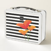 Monogramm für Poppy Chic Black Stripes Metall Brotdose (Rückseite)