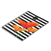 Monogramm für Poppy Chic Black Stripes Notizblock (Linke Seite)
