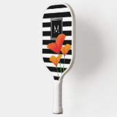 Monogramm für Poppy Chic Black Stripes Pickleball Schläger (Links)