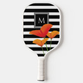 Monogramm für Poppy Chic Black Stripes Pickleball Schläger (Rückseite)