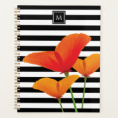 Monogramm für Poppy Chic Black Stripes Planer (Vorderseite)