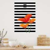 Monogramm für Poppy Chic Black Stripes Poster (Küche)