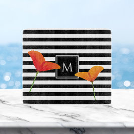 Monogramm für Poppy Chic Black Stripes Schneidebrett