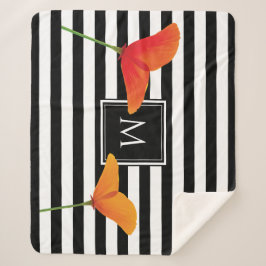 Monogramm für Poppy Chic Black Stripes Sherpadecke