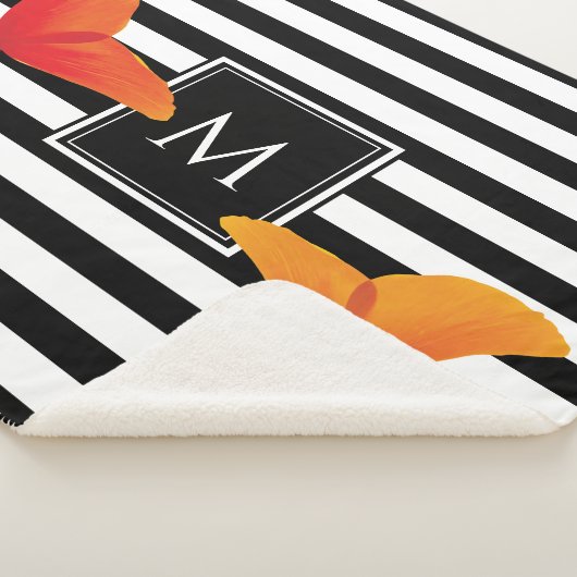 Monogramm für Poppy Chic Black Stripes Sherpadecke (3/4)