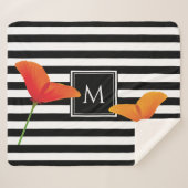 Monogramm für Poppy Chic Black Stripes Sherpadecke (Vorderseite (Horizontal))