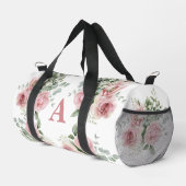 Monogramm für Reisende mit individuellem Rosa Rosa Duffle Bag (Rechte Ecke)