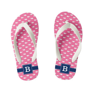 Monogramm für Rosa und Blauwale Kinderbadesandalen
