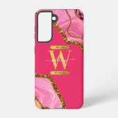 Monogramm für rosa und goldene Agate-Geode Samsung Galaxy Hülle (Rückseite)