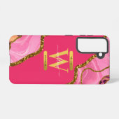 Monogramm für rosa und goldene Agate-Geode Samsung Galaxy Hülle (Rückseite (Horizontal))