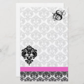 Monogramm für rosa und schwarze Damaskus Briefpapier (Vorne/Hinten)