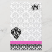 Monogramm für rosa und schwarze Damaskus Briefpapier (Vorderseite)