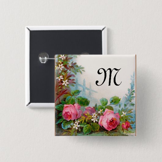 MONOGRAMM FÜR Rose UND JASMINEN Button (Vorne & Hinten)