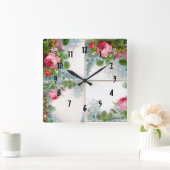 MONOGRAMM FÜR Rose UND JASMINEN Quadratische Wanduhr (Zuhause)