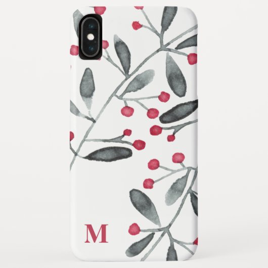 Monogramm für rote und grüne Aquarellfarben Case-Mate iPhone Hülle (Rückseite)