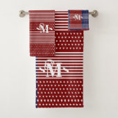 Monogramm für rote, weiße und blaue Designsteine u Badhandtuch Set (Insitu)