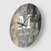 Monogramm für rustikale Paletten Große Wanduhr (Winkel)