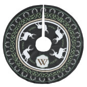 Monogramm für rustikale Silhouetten und Antler Polyester Weihnachtsbaumdecke (Vorderseite)