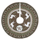 Monogramm für rustikale Silhouetten und Antler Polyester Weihnachtsbaumdecke (Vorderseite)