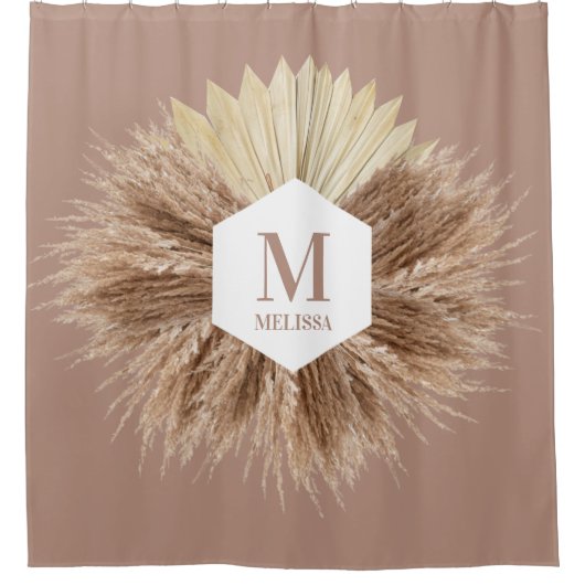 Monogramm für rustikale, warme neutrale Farben Duschvorhang (Vorderseite)