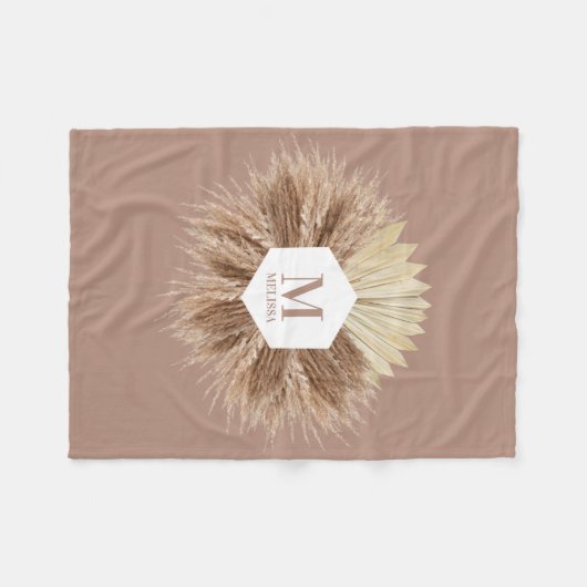 Monogramm für rustikale, warme neutrale Farben Fleecedecke (Vorderseite (Horizontal))