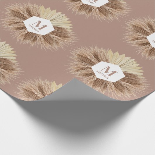 Monogramm für rustikale, warme neutrale Farben Geschenkpapier (Ecke)