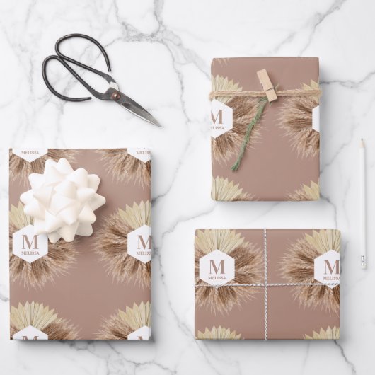 Monogramm für rustikale, warme neutrale Farben Geschenkpapier Set (Vorderseite)