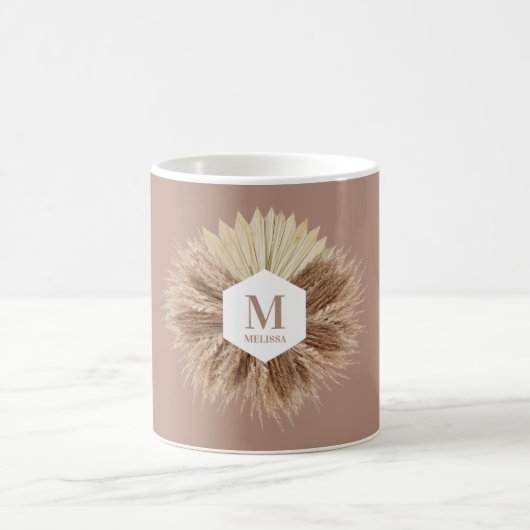 Monogramm für rustikale, warme neutrale Farben Kaffeetasse (Mittel)
