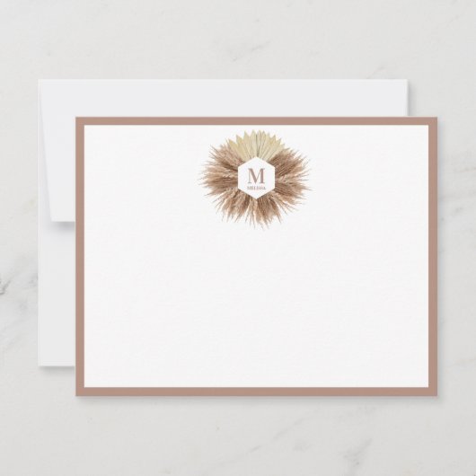 Monogramm für rustikale, warme neutrale Farben Mitteilungskarte (Vorderseite)