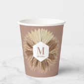 Monogramm für rustikale, warme neutrale Farben Pappbecher (Vorderseite)