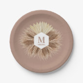 Monogramm für rustikale, warme neutrale Farben Pappteller (Vorderseite)